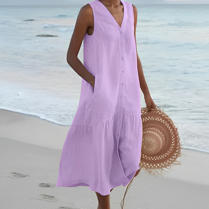 Einfaches Leinen-Sommerkleid für Damen