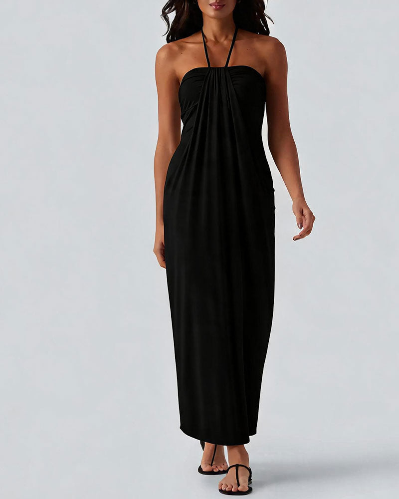 Damen Maxikleid mit fließender Silhouette in ganzer Länge