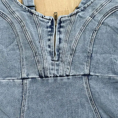 Denim-Midikleid mit verstellbaren Trägern