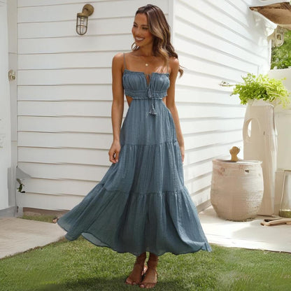 Midi-Kleid für Damen aus Chiffon-Baumwollmischung