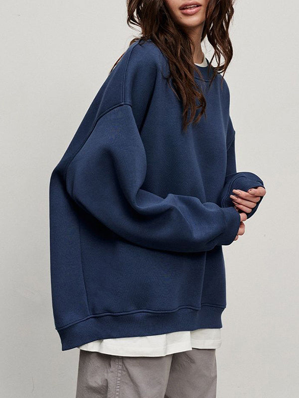 Damen Sweatshirt Locker Mit Rundhalsausschnitt
