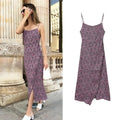Damen V-Ausschnitt Floral Chiffon Trägerkleid Bohemian Sommer Strandbekleidung