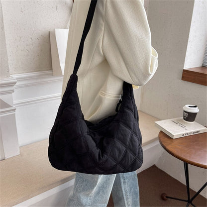 Gesteppte Diamond Puffer Schultertasche Leichtes Nylon