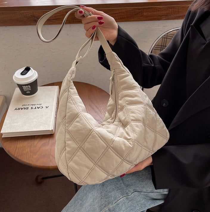Gesteppte Diamond Puffer Schultertasche Leichtes Nylon