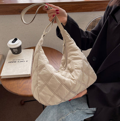 Gesteppte Diamond Puffer Schultertasche Leichtes Nylon