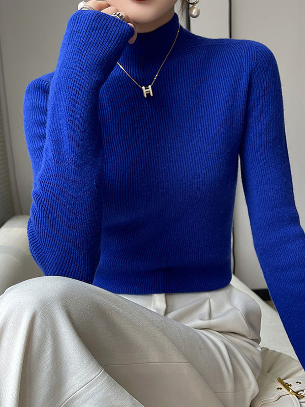Damen Strickpullover Mit Halbhohem Kragen Und Schmalem Schnitt