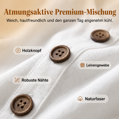 Ärmelloses Kleid aus Leinenmischgewebe mit Knopfleiste