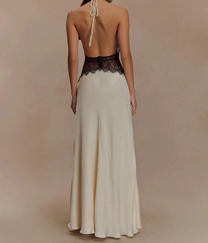Maxikleid mit Neckholder, Spitzen-Detail, Rückenfrei, Ärmellos, festliches Kleid