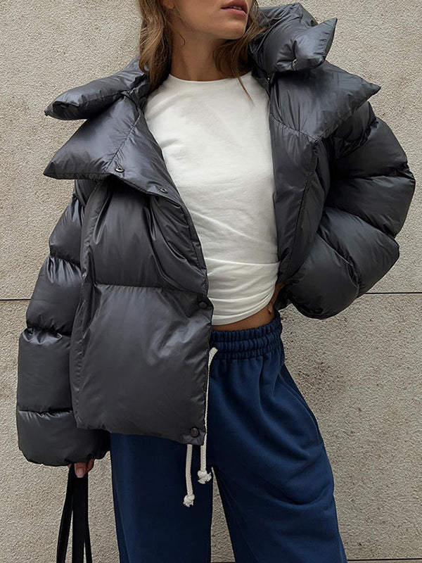 Damen Winter Steppjacke Mit Kapuze Im Lockeren Schnitt
