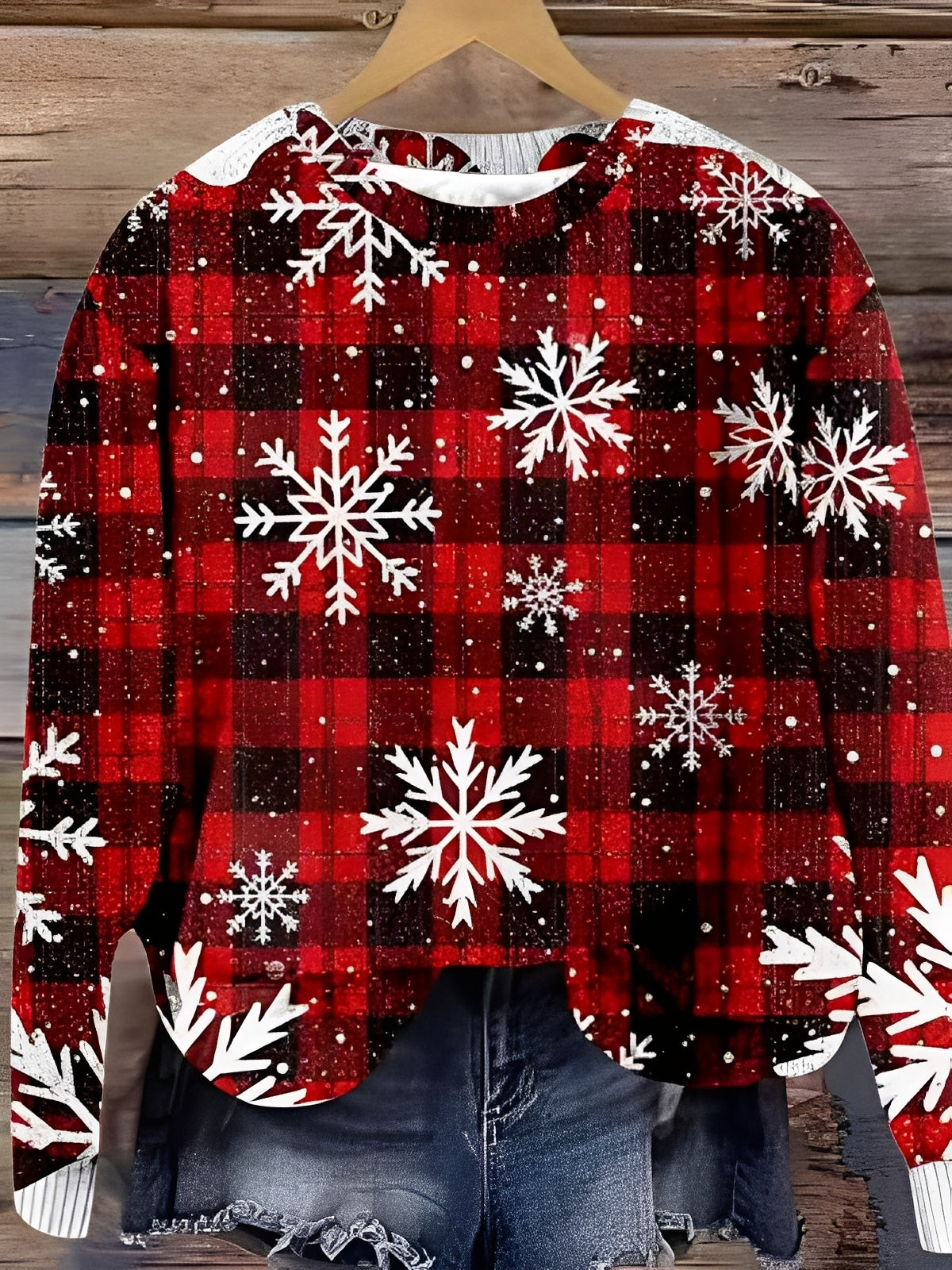 Warmer Damenpullover aus Wolle mit Print