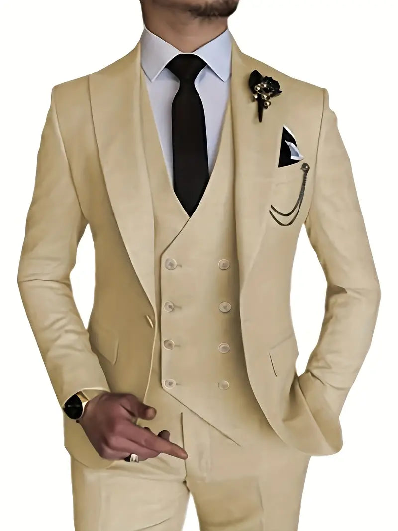 Herren Anzug Dreiteilig Mit Blazer Weste Und Hose