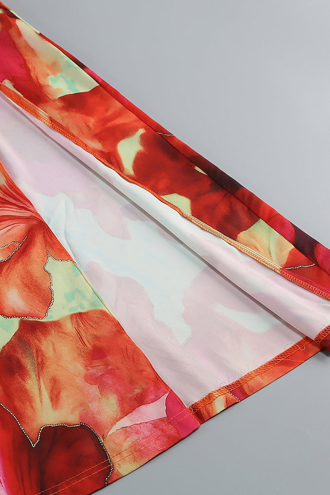 Maxikleid aus Polyester mit Blumenmuster