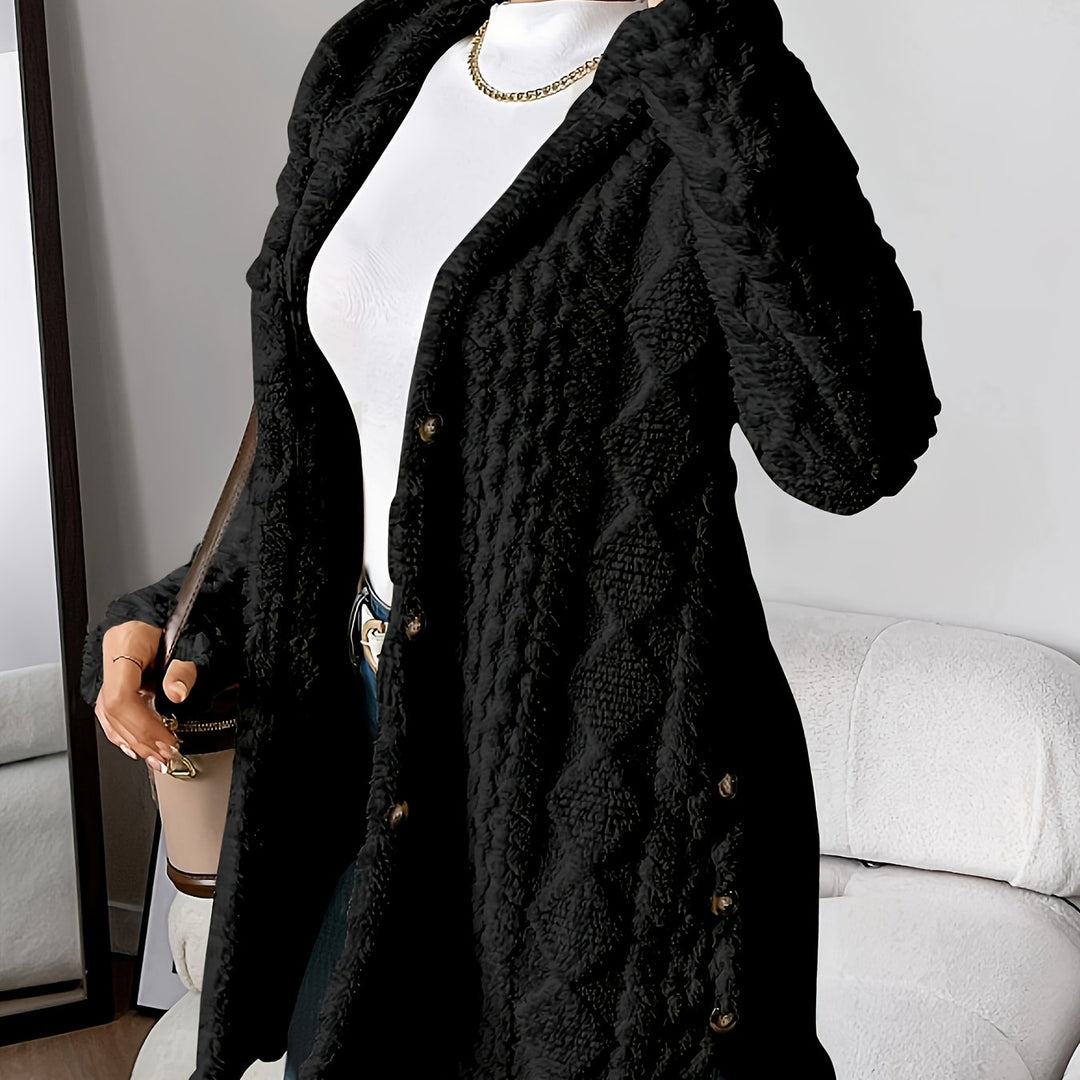 Lässiger Teddy-Mantel mit Knöpfen für Damen