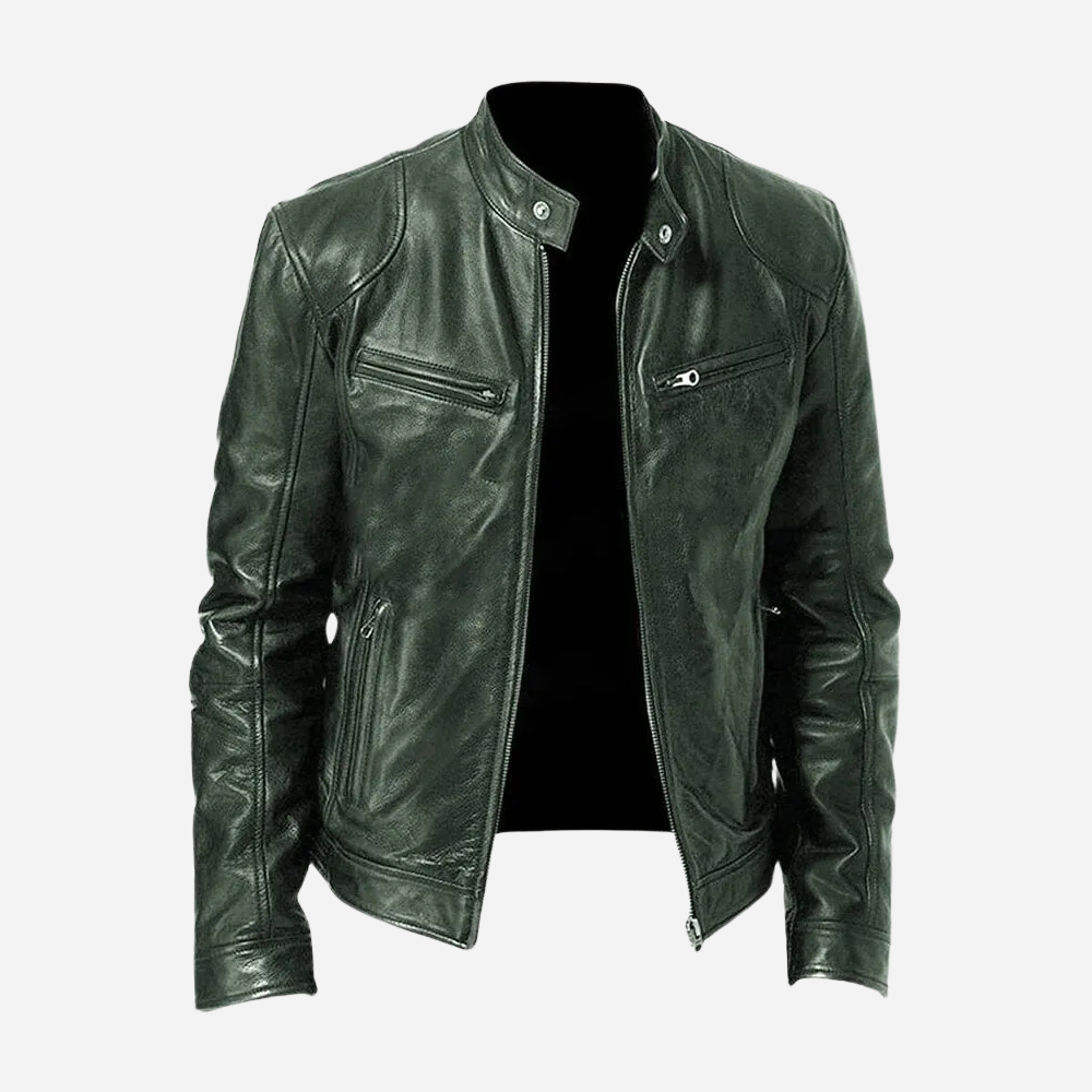 Herrens Stylische Locker sitzende und taillierte Lederjacke