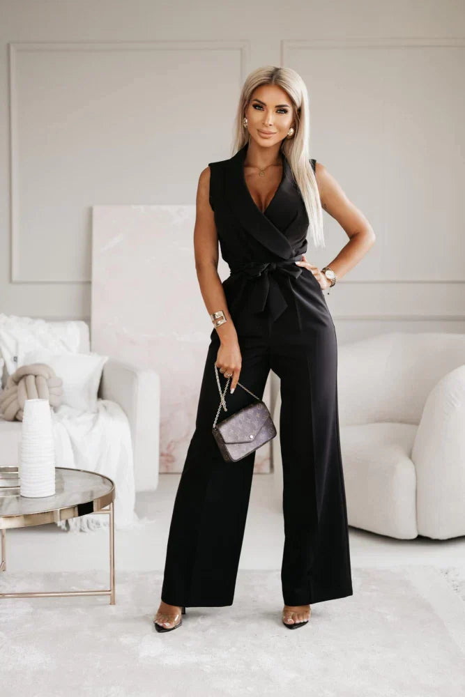 Ärmelloser eleganter Jumpsuit aus luxuriösem Stoff