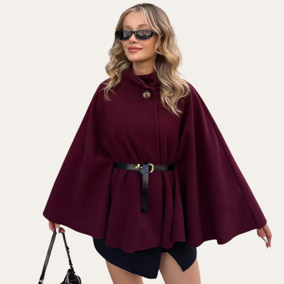 Damen Cape Mantel Aus Wolle Mit Klassischem Design