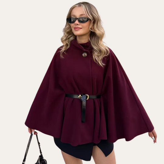Damen Cape Mantel Aus Wolle Mit Klassischem Design