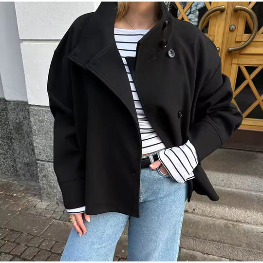 Damen Kurzmantel Mit Doppelreiher Design