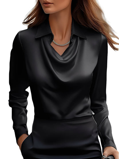 Elegante Damen Bluse aus Satin mit langen Ärmeln
