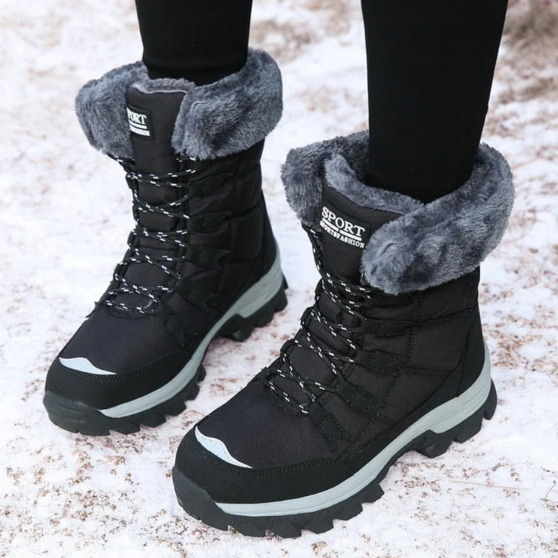 Damen Winterschuhe Mit Hohem Schaft Und Profilsohle