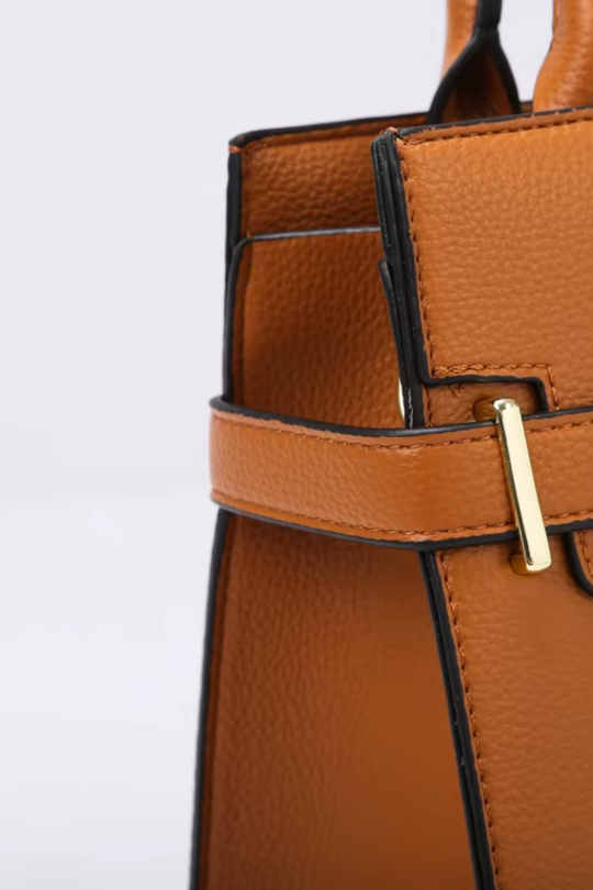3-teiliges Handtaschen Set aus strukturiertem Kunstleder mit goldenen Details für Damen