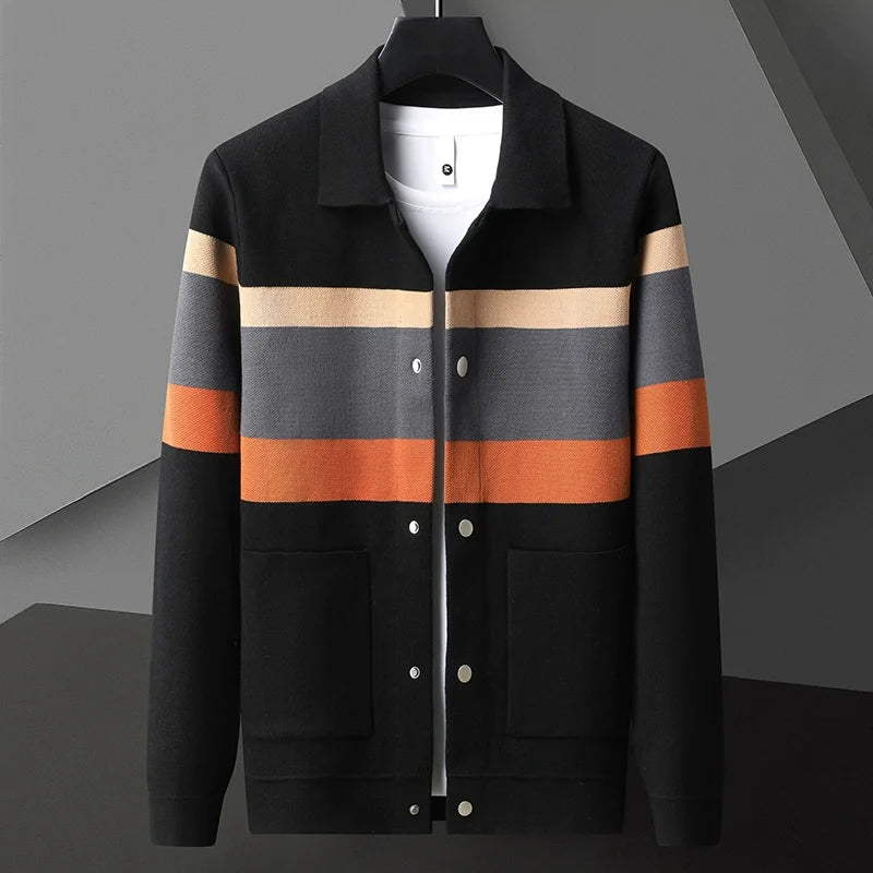 Gestreifte Strickjacke Im Varsity-Stil Für Herren