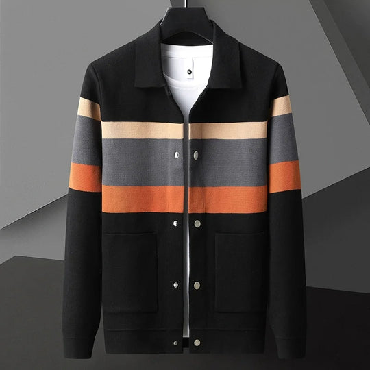 Gestreifte Strickjacke Im Varsity-Stil Für Herren