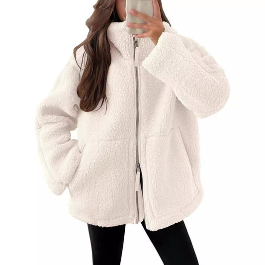 Damen Teddyjacke Mit Reißverschluss Für Winter Und Herbst