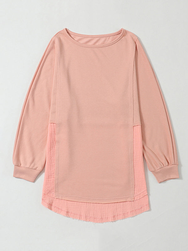 Damen Sweatshirt Mit Fransen Und High Low Schnitt