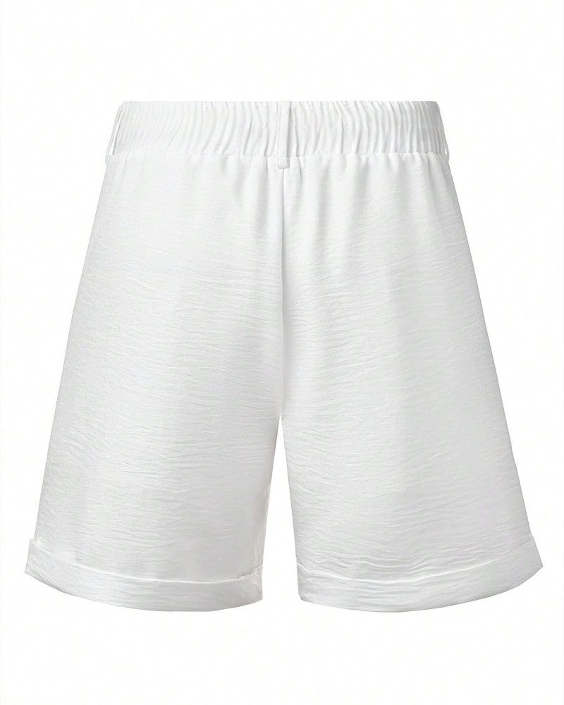 Herren Leinenshorts Regular Fit in einfarbigem Stil, Seitenansicht