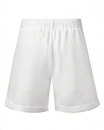 Herren Leinenshorts Regular Fit in einfarbigem Stil, Seitenansicht