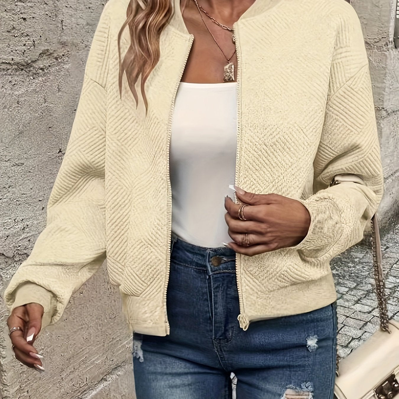 Leichte Übergangsjacke mit Stehkragen und Reißverschluss für Damen