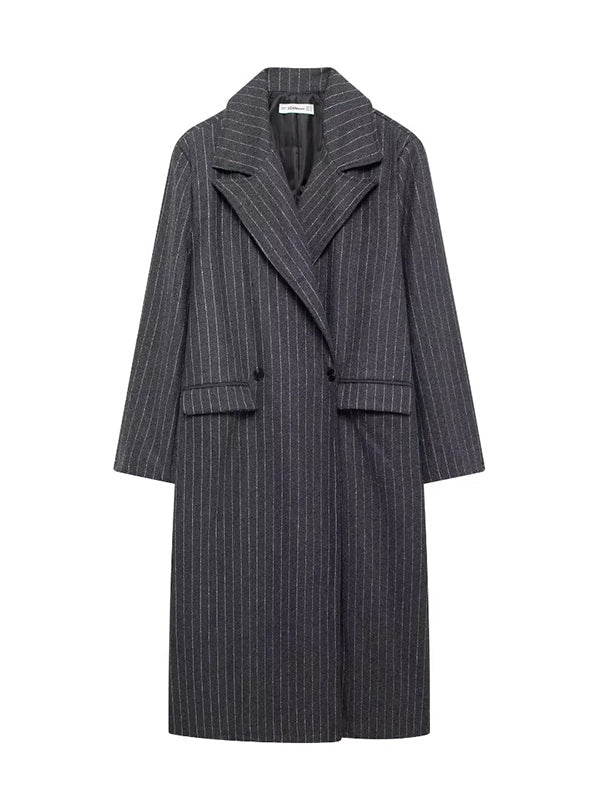 Damen Trenchcoat Mit Nadelstreifen Und Reverskragen