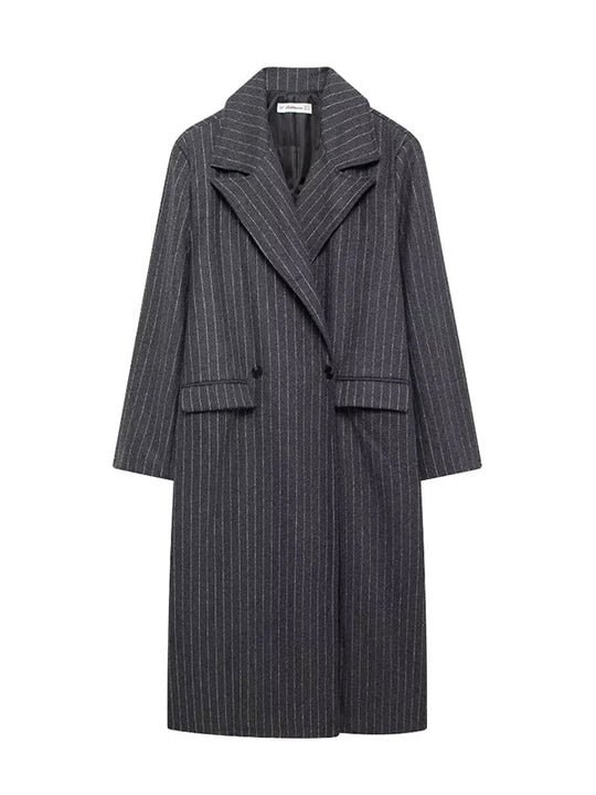 Damen Trenchcoat Mit Nadelstreifen Und Reverskragen