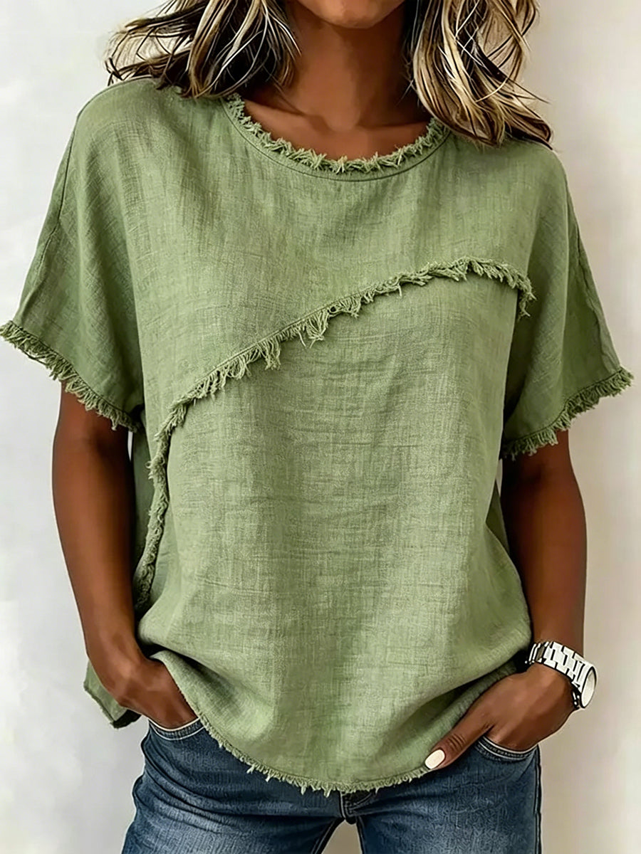 Damen T Shirt Mit Fransen Locker Geschnitten