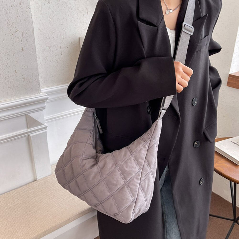 Gesteppte Diamond Puffer Schultertasche Leichtes Nylon