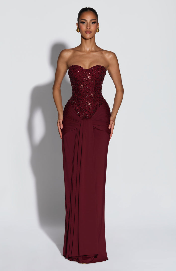Ärmelloses Corsagen-Glitzer-Maxikleid Damen