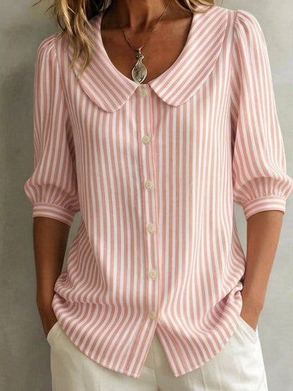Vintage Baumwollbluse mit Claudine-Kragen für Damen