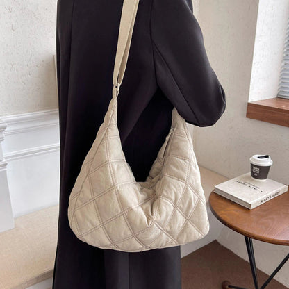 Gesteppte Diamond Puffer Schultertasche Leichtes Nylon