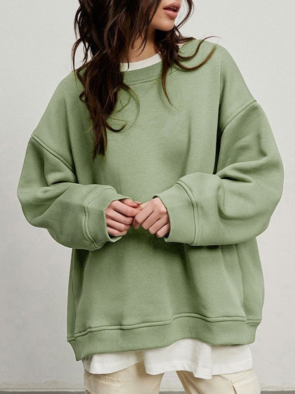 Damen Sweatshirt Locker Mit Rundhalsausschnitt