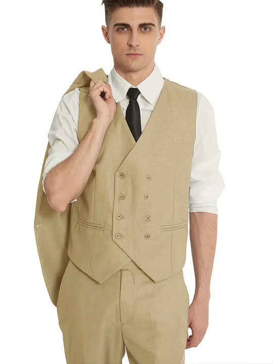 Herren Anzug Dreiteilig Mit Blazer Weste Und Hose