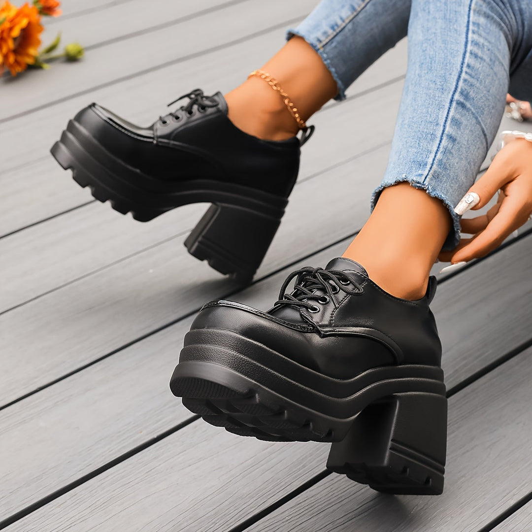 Damen Plateauschnürschuhe Im Retro Design