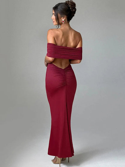 Trägerloses, rückenfreies, sexy Maxikleid