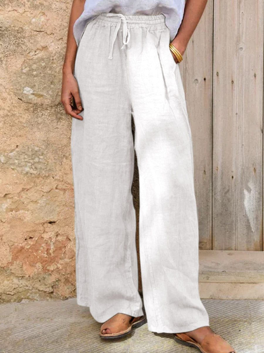 Damen Casual Baumwoll-Leinen-Hose