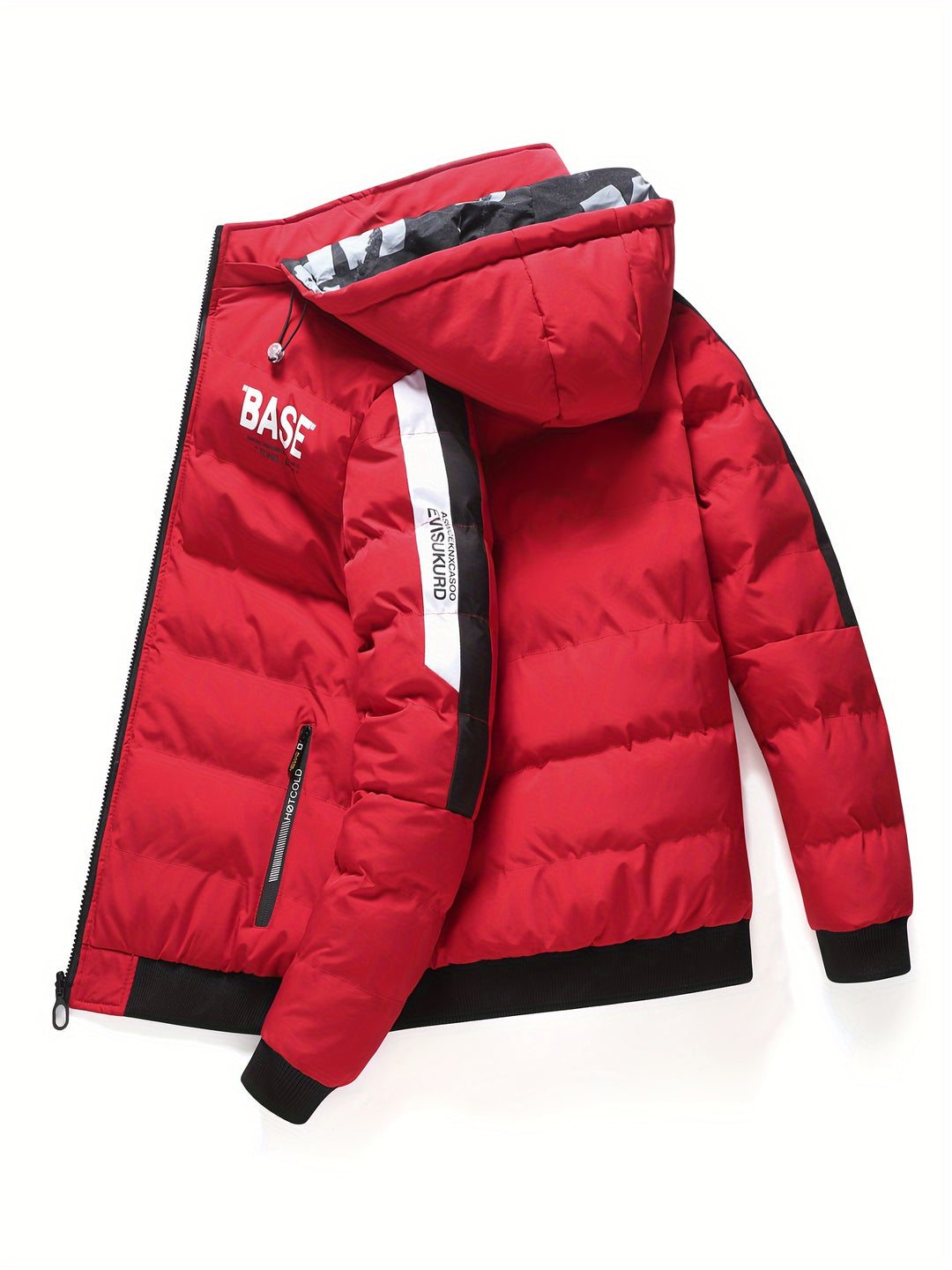 Wärmende Pufferjacke mit Buchstabenmuster für Herren