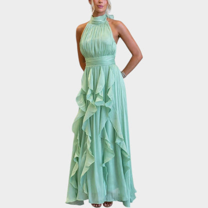 Elegantes Maxikleid mit Rüschen und Neckholder-Ausschnitt für Damen
