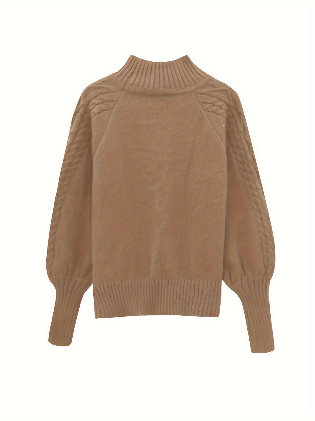 Damen Strickpullover Mit Zopfmuster Und Hohem Kragen