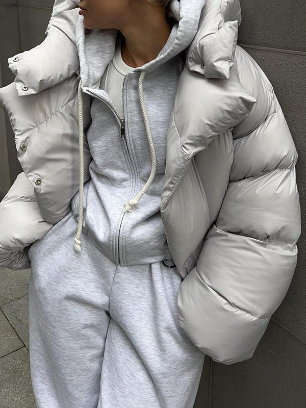 Damen Winter Steppjacke Mit Kapuze Im Lockeren Schnitt