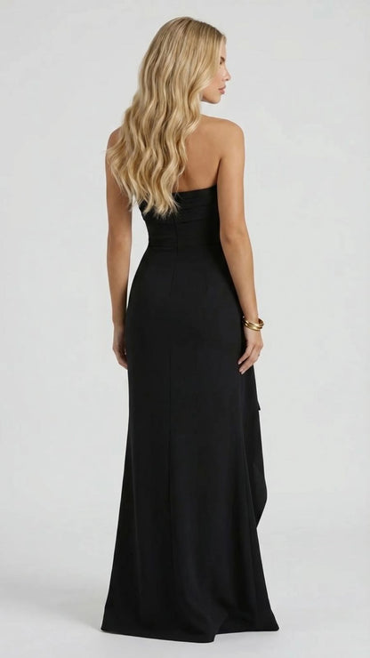 Trägerloses gerafftes Bodycon-Maxi-Kleid