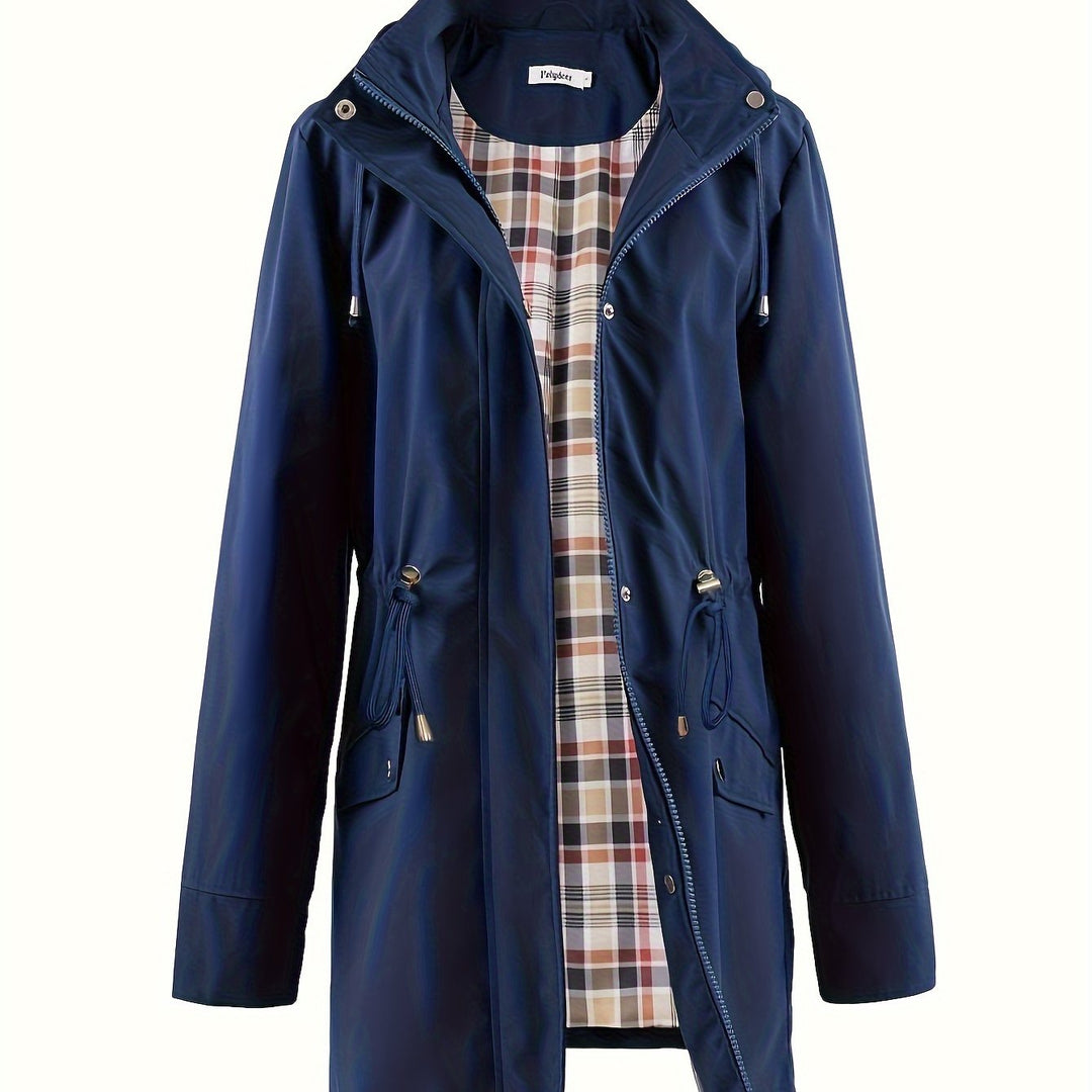 Trenchcoat mit Kapuze, Reißverschluss und Taillenzug für Damen